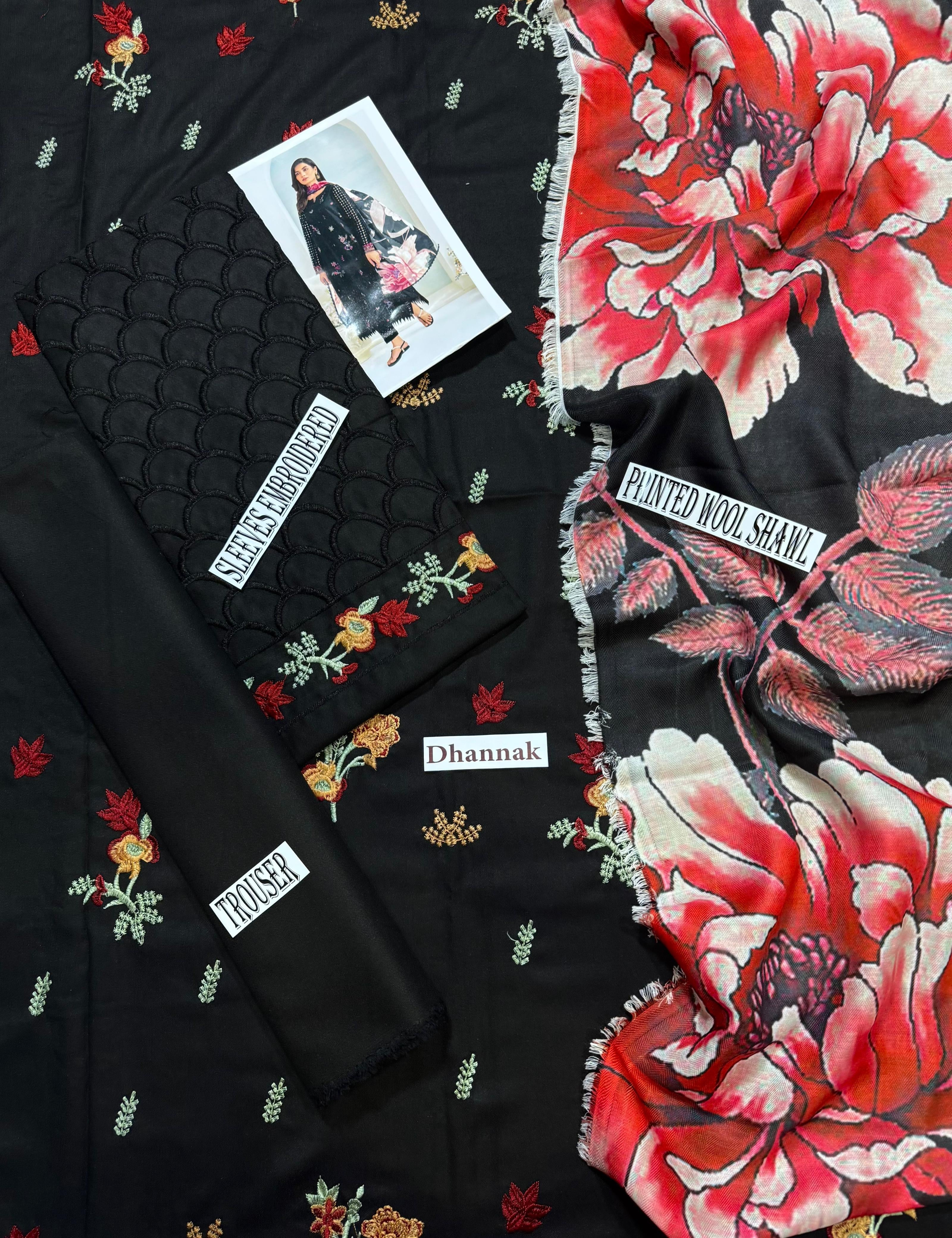 LIMELIGHT-HEAVY EMBROIDERED DHANAK 3pc