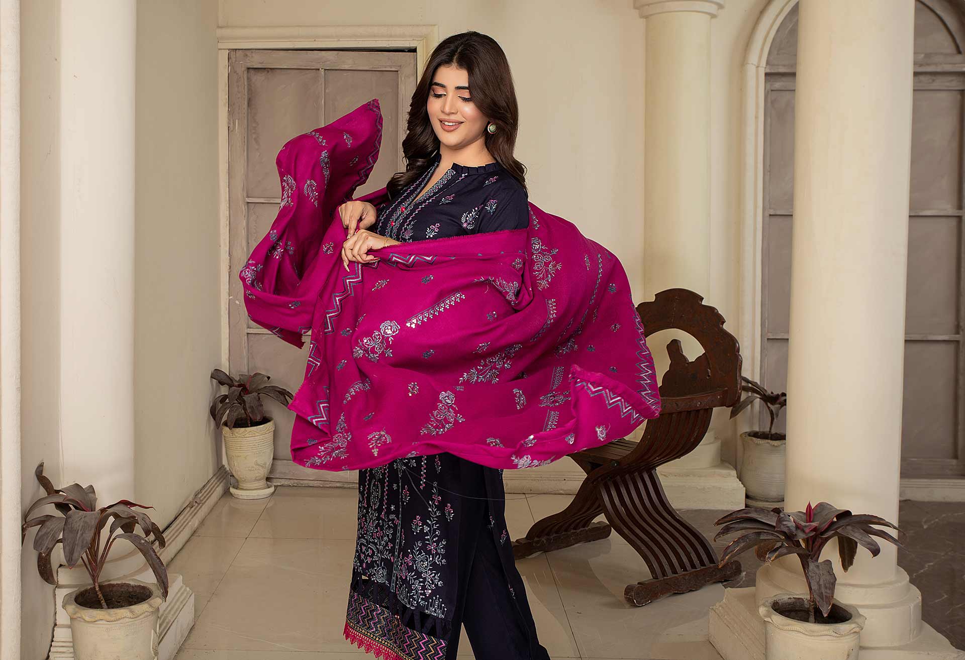 ANDAAZ By Aalaya-DHANK EMBROIDERED UNSTICHED 3pc (SL-01)