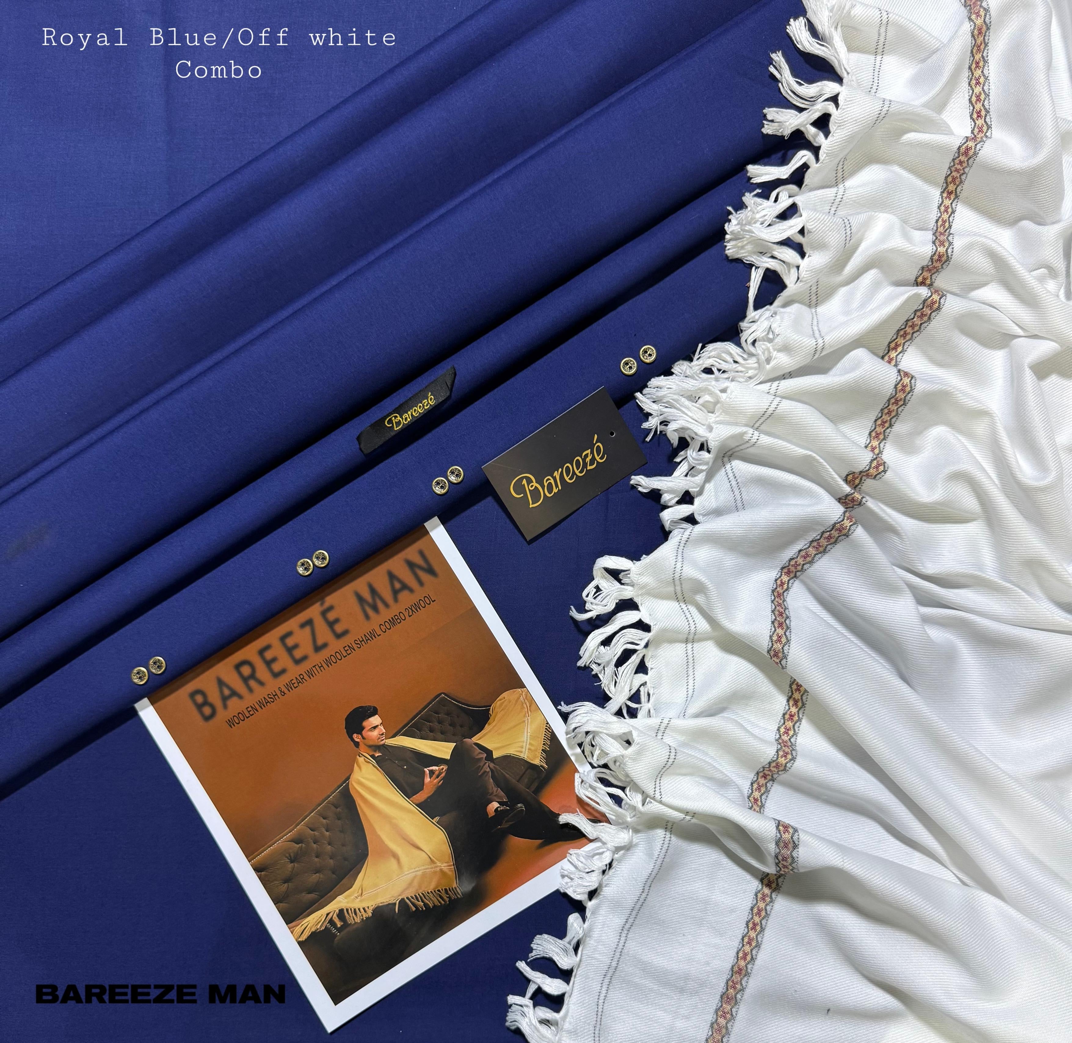 MEN’s PREMIUM WOOLEN WASH&WEAR WITH WOOL SHAWL (ROYAL BLUE & OFF WHITE COMBO)