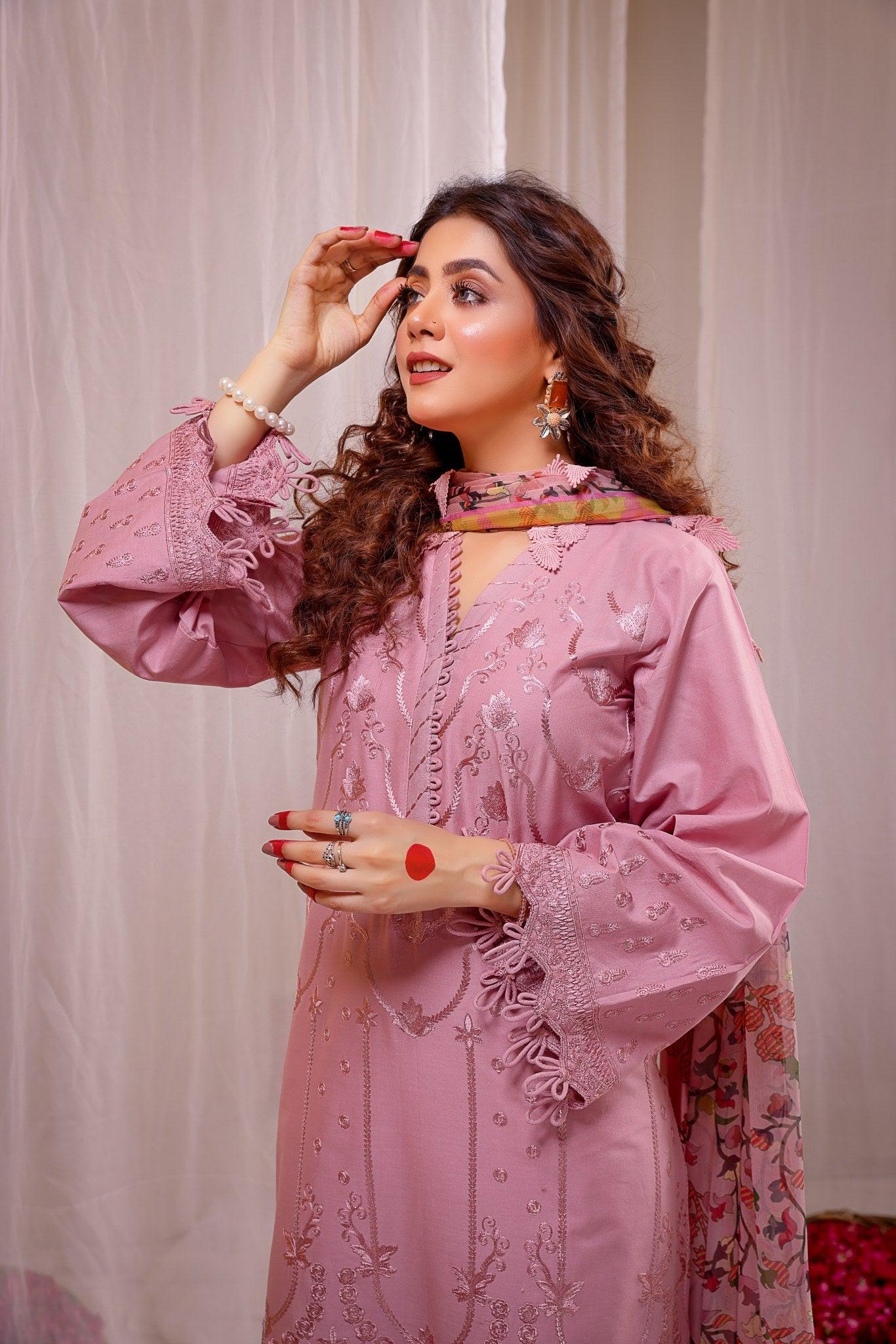 ROSELLA EMBROIDERED DHANAK 3pc (SL-02)