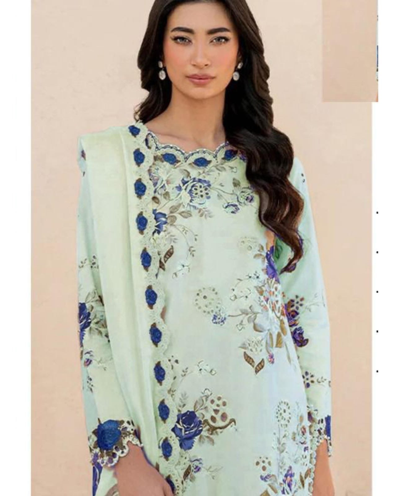 IZNIK LUXE DAMAN APLIC PRINTED-EMBROIDERED UNSTICHED LINEN 3PC (SL-526)