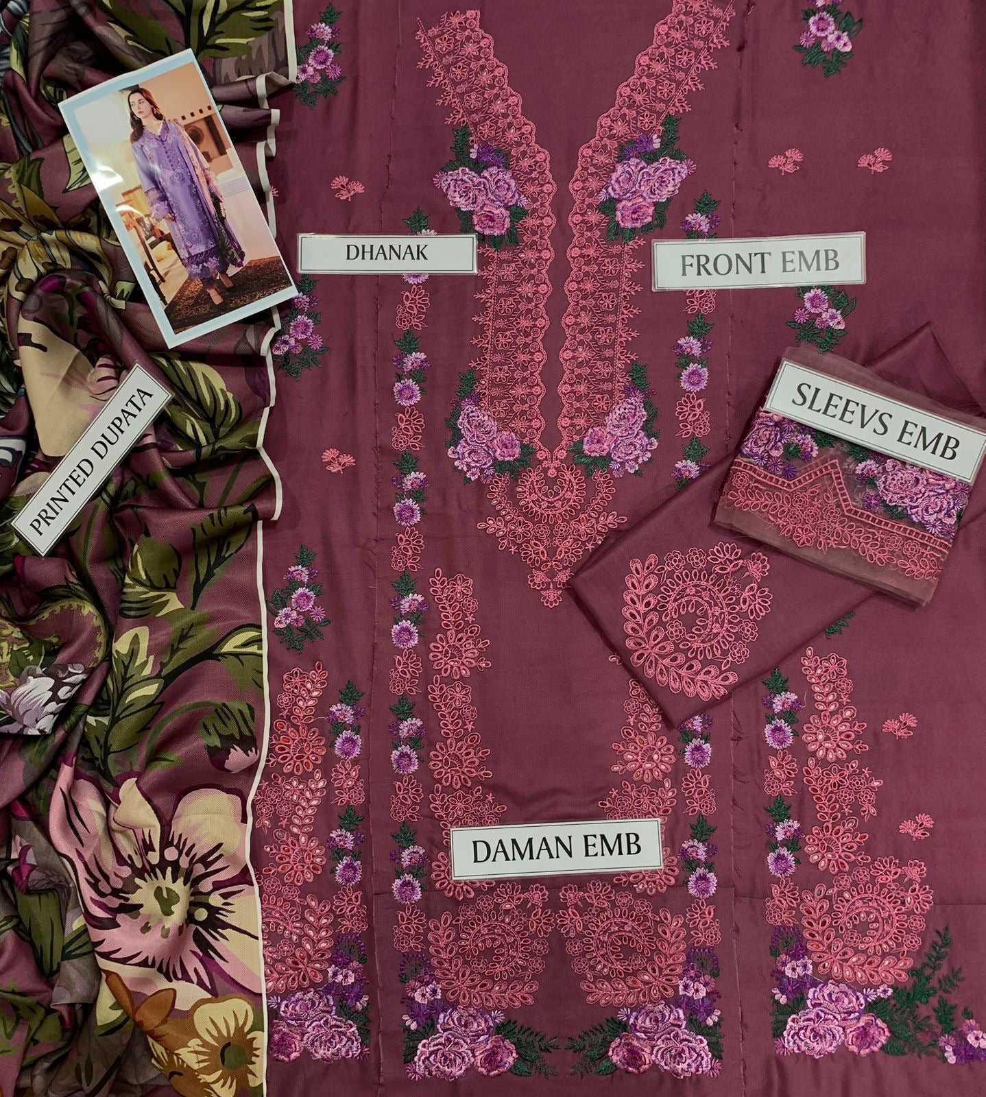 HANIA AMIR-HEAVY EMBROIDERED DHANAK 3pc