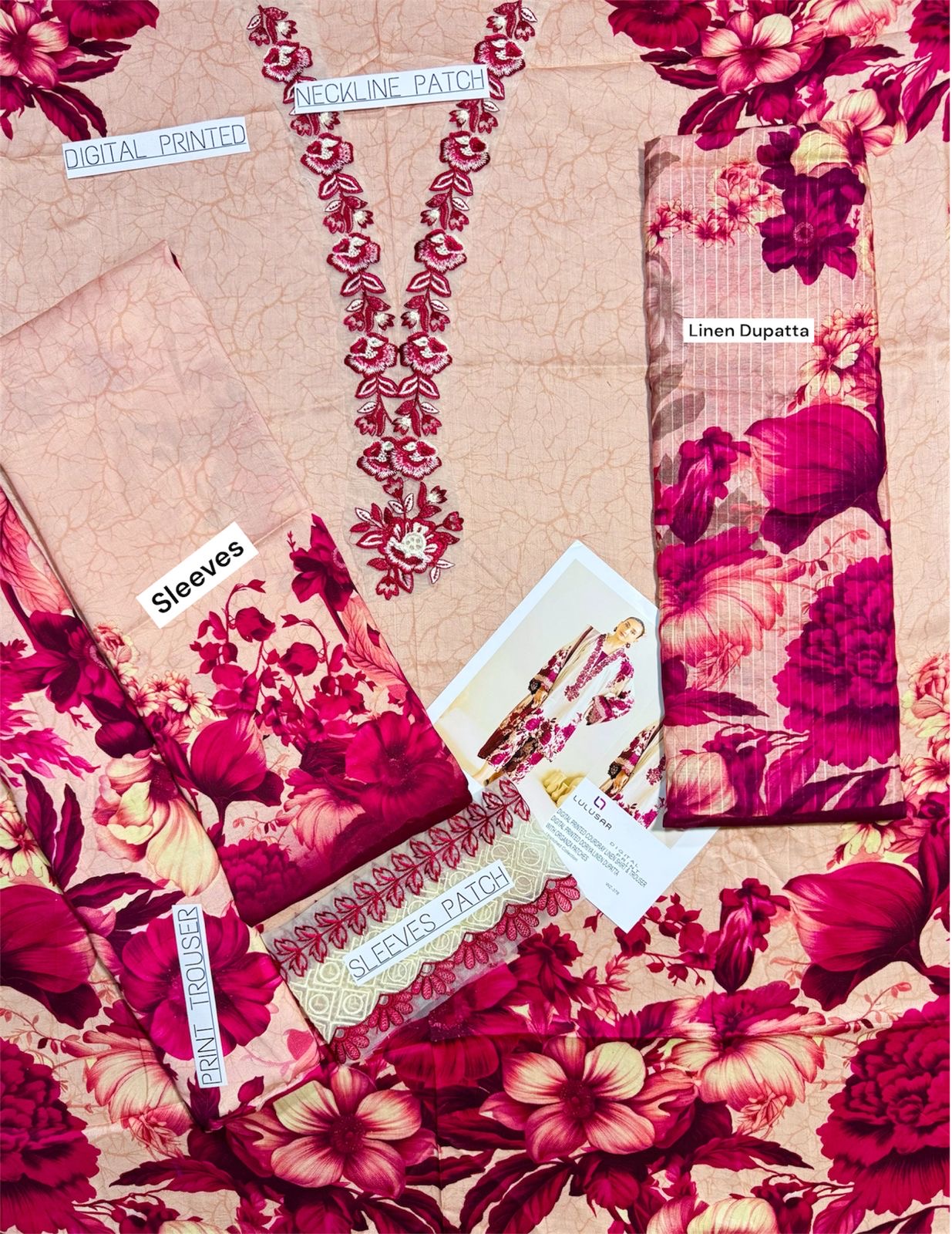 ADAN’s LIBAS - PRINTED UNSTICHED LINEN 3pc EMBROIDERED PATCH