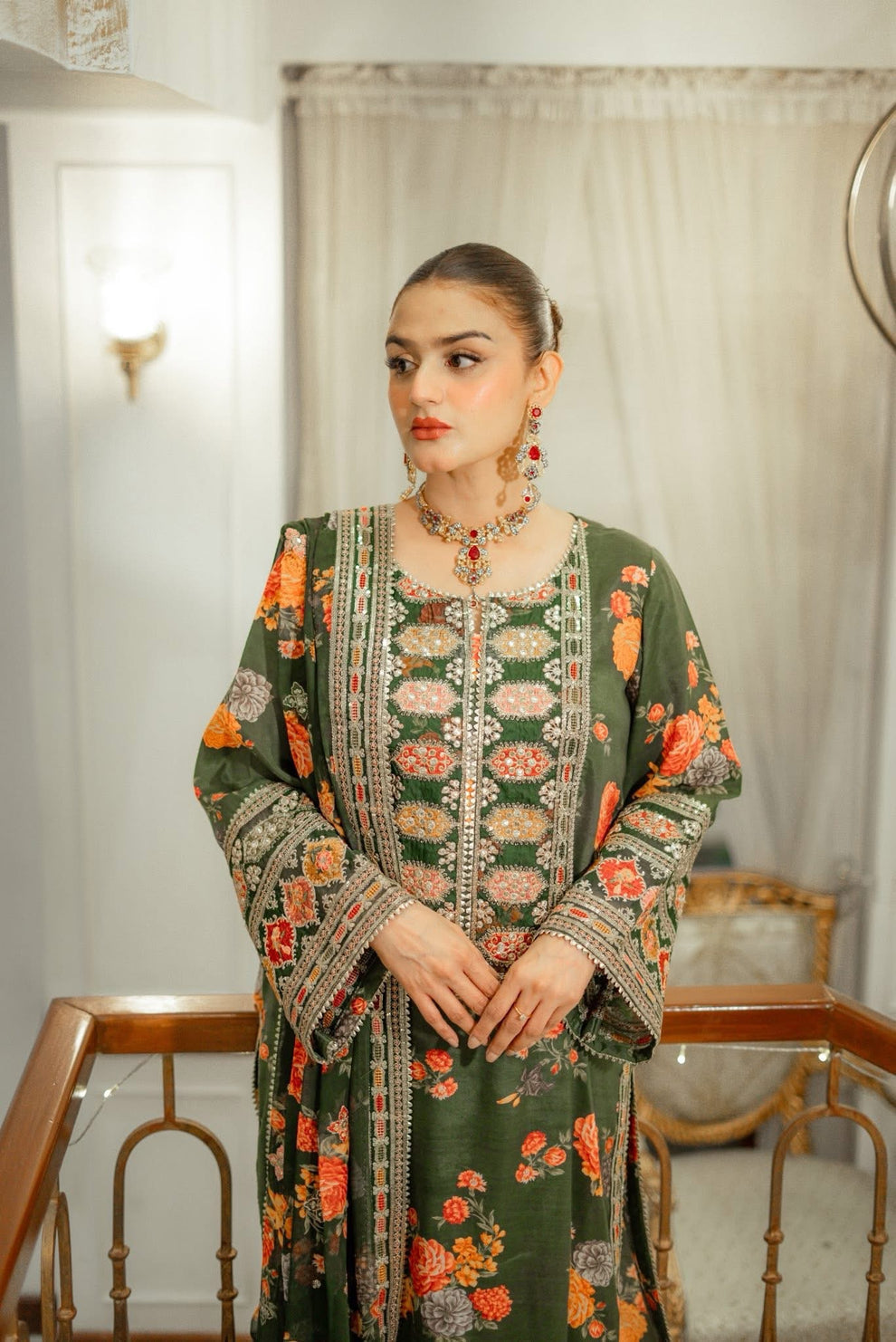 Sahiba-ANEELA’s COLLECTION PRINTED EMBROIDERED DHANAK UNSTICHED 3pc