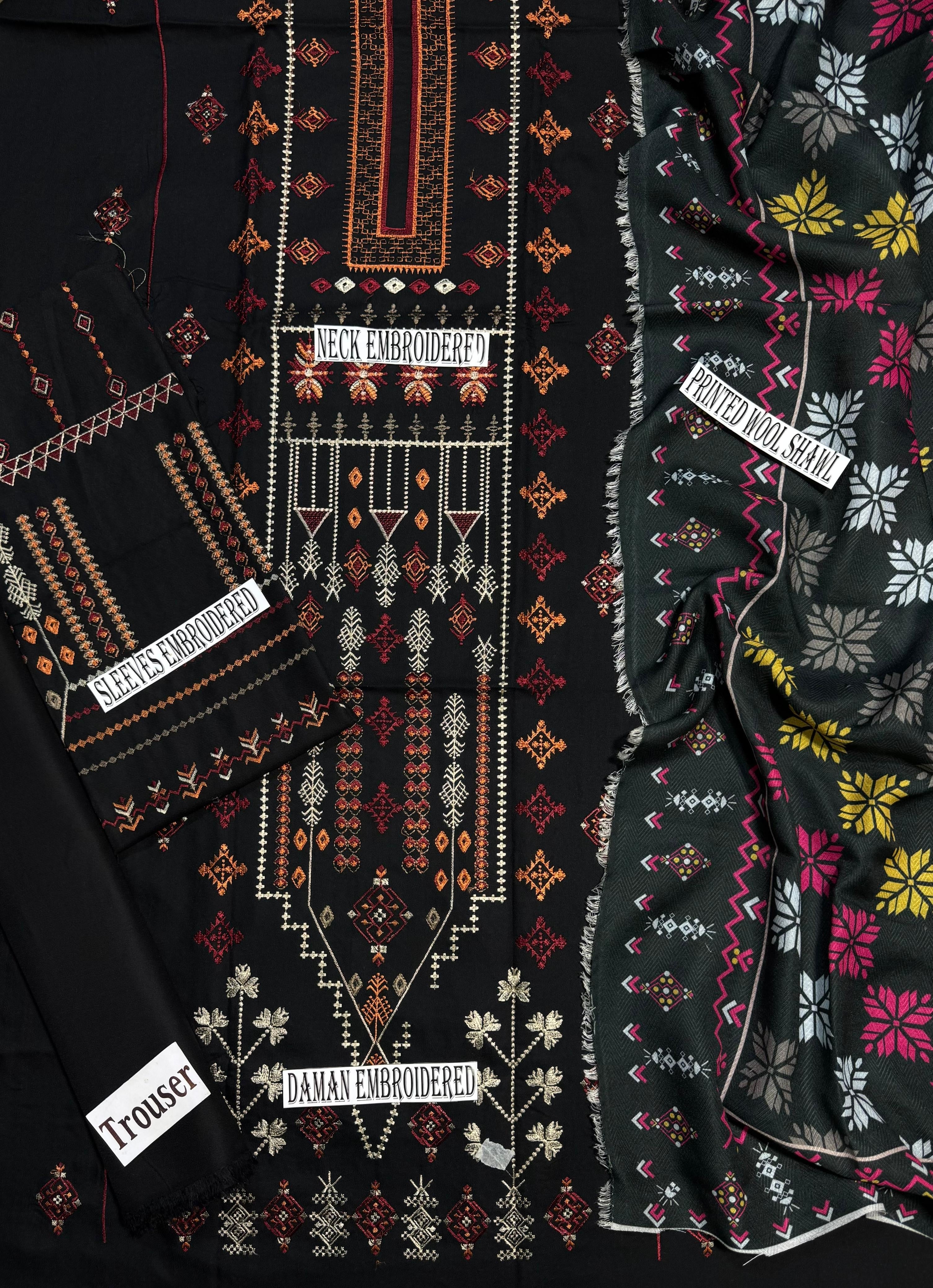 JAZMINE-EMBROIDERED DHANAK UNSTICHED 3pc