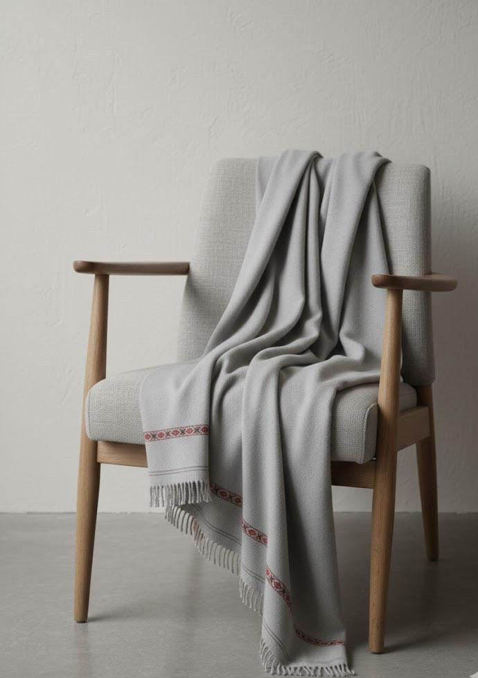 J. Men’s Wool Shawl (Light Grey)