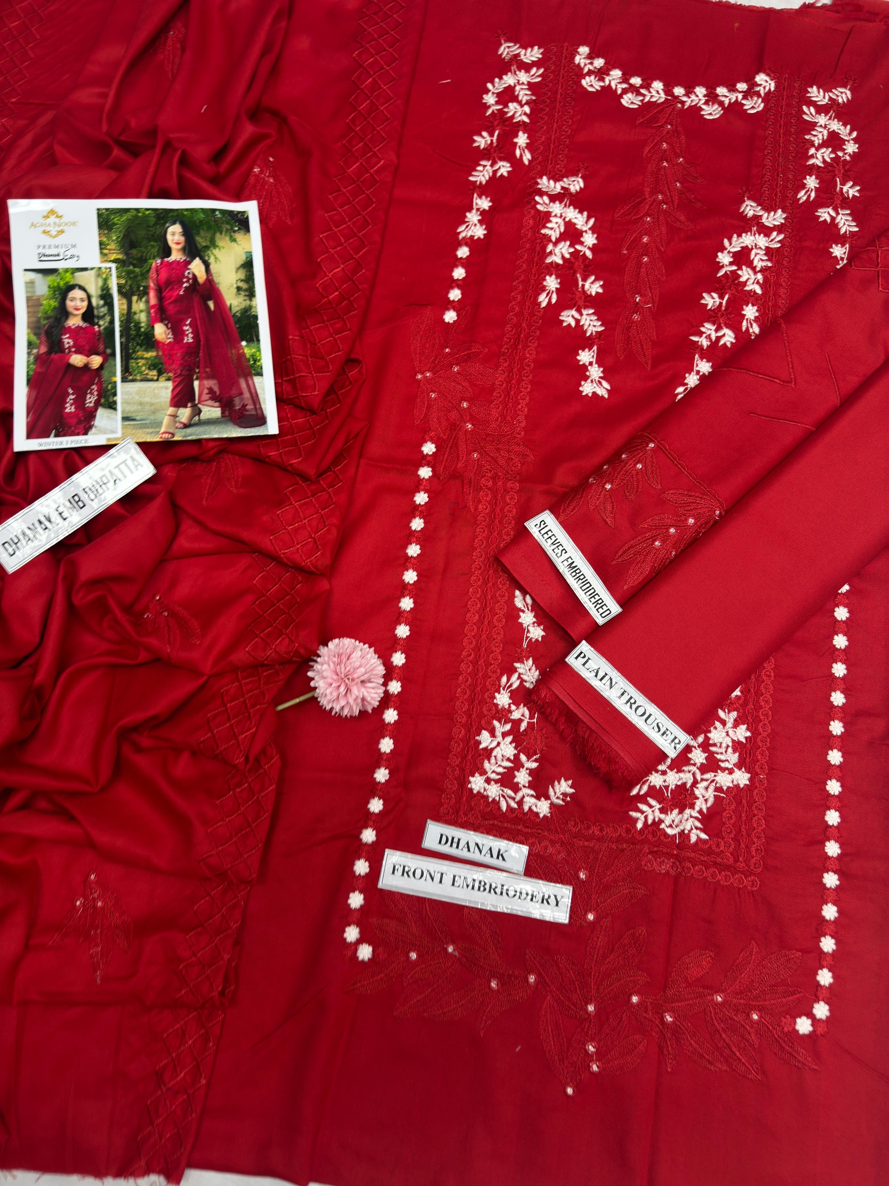 AGHA NOOR-EMBROIDERED DHANAK 3pc (SL646)