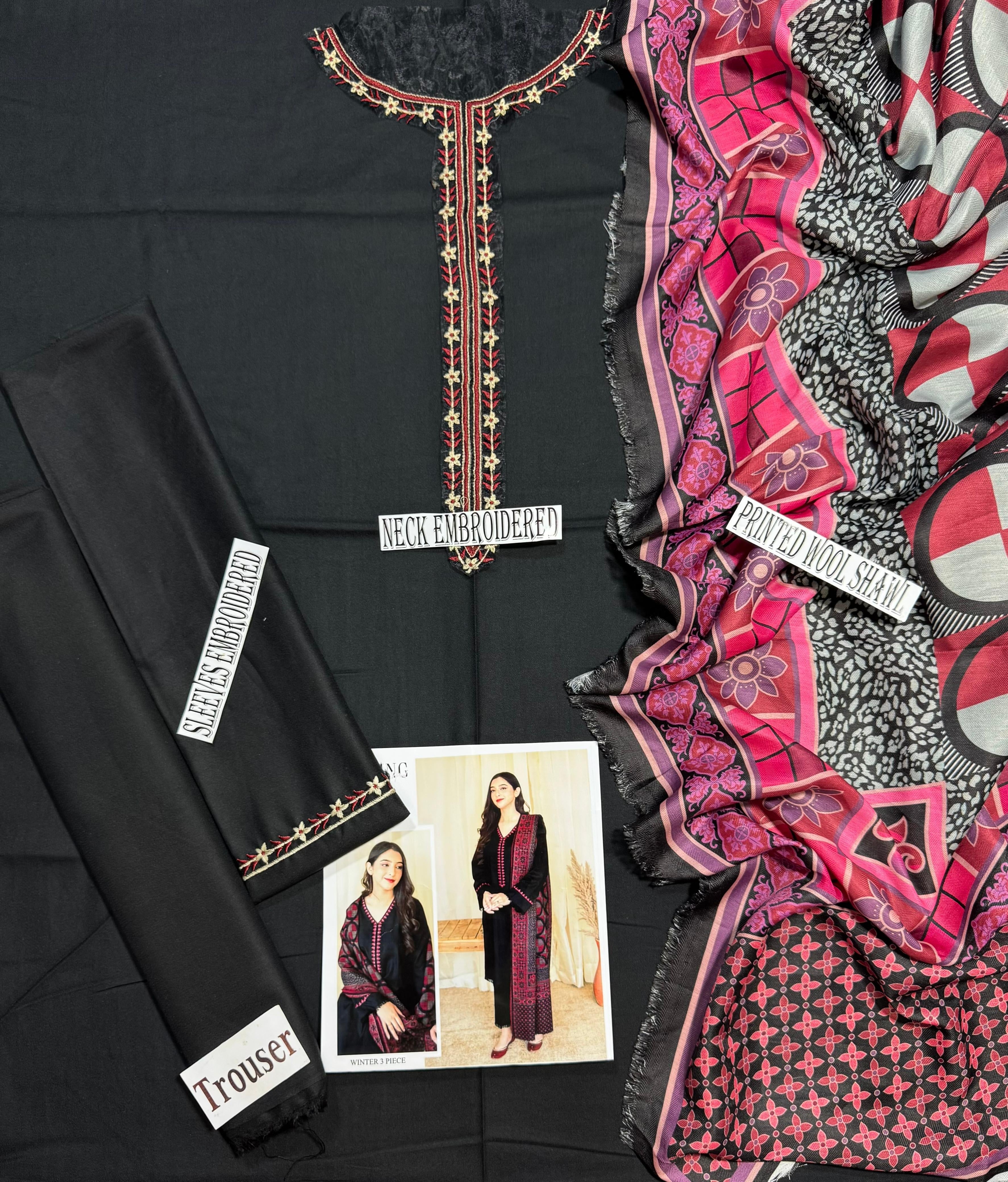 ARZO-ASLING EMBROIDERED DHANAK 3PC (SL7431)