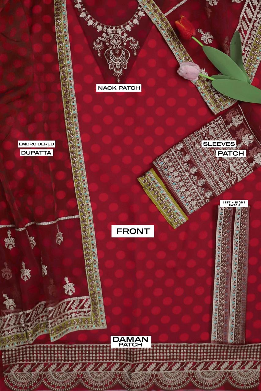 MARIA B - UNSTICHED ORGANZA EMBROIDERED PARTY WEAR UNSTICHED DRESS (SL-284)