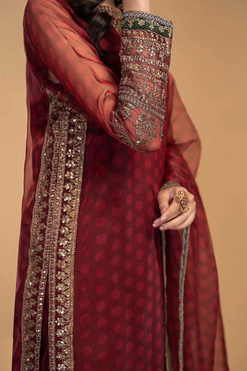 MARIA B - UNSTICHED ORGANZA EMBROIDERED PARTY WEAR UNSTICHED DRESS (SL-284)