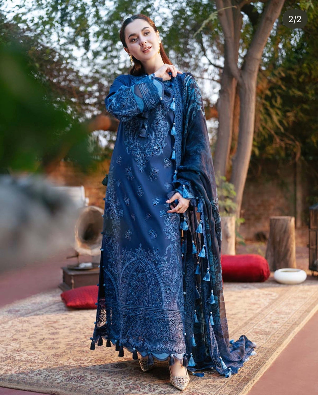 JADE OMBRE X HANIA HEAVY EMBROIDERED DHANAK UNSTICHED 3PC (SL-20696)