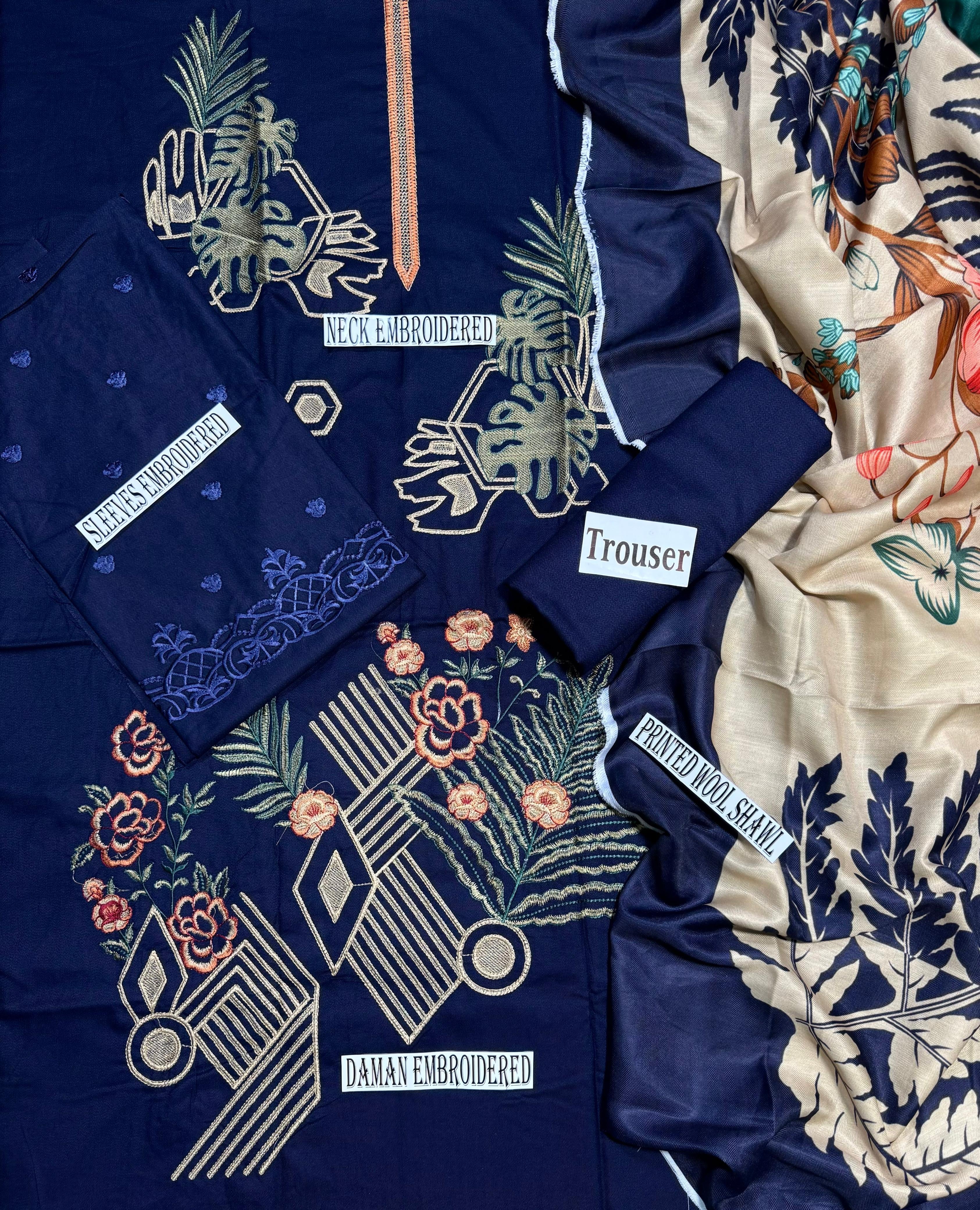 NISHAT-EMBROIDERED DHANAK UNSTICHED 3pc