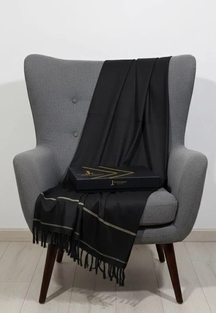 Men’s Premium Wool Shawl with Box (Black) SL-537