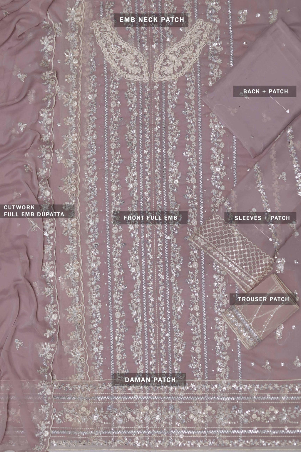 TWILIGHT LAVENDER-AZURE LUXE EMBROIDERED CHIFFON UNSTICHED 3PC (SL-8025)