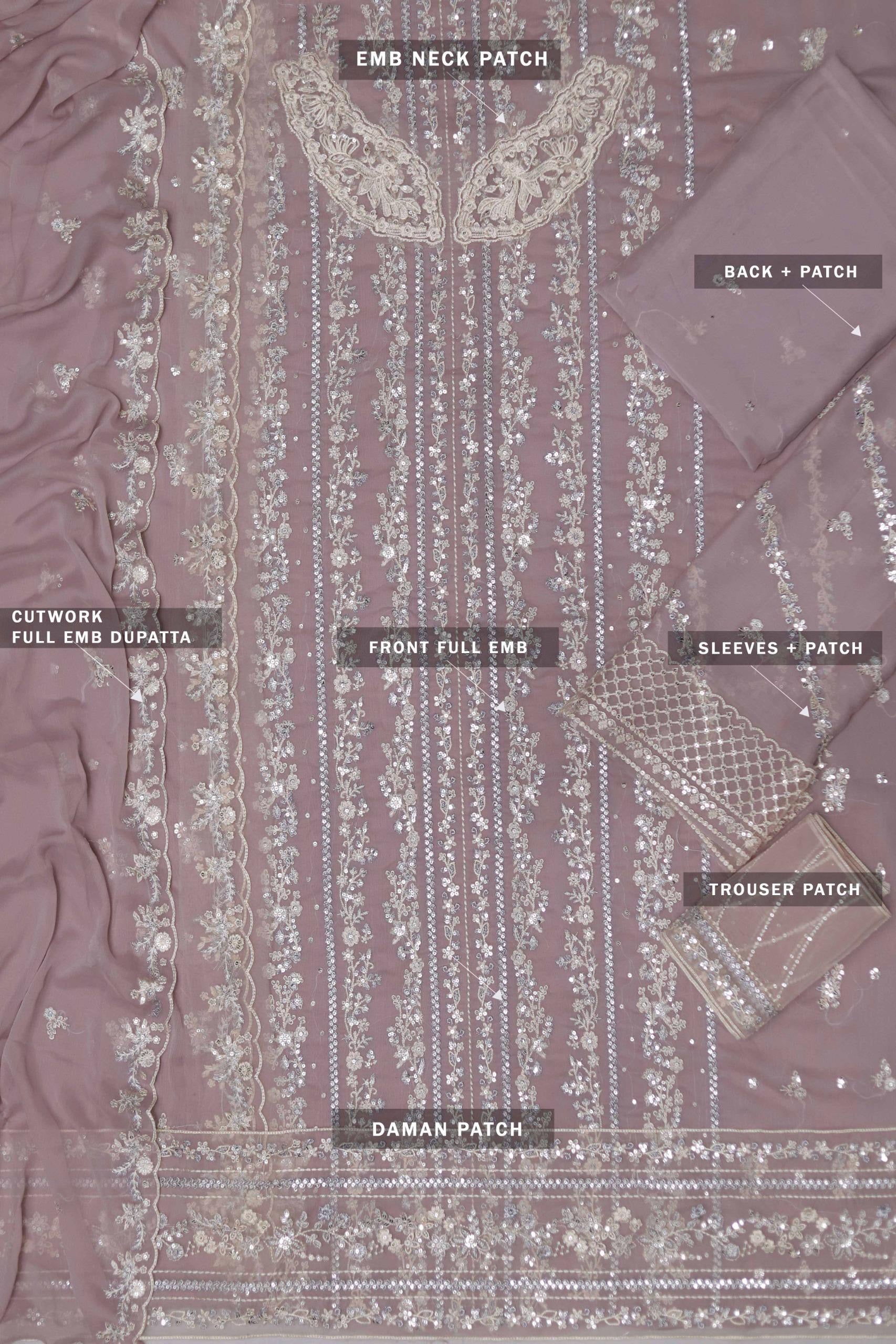 TWILIGHT LAVENDER-AZURE LUXE EMBROIDERED CHIFFON UNSTICHED 3PC (SL-8025)