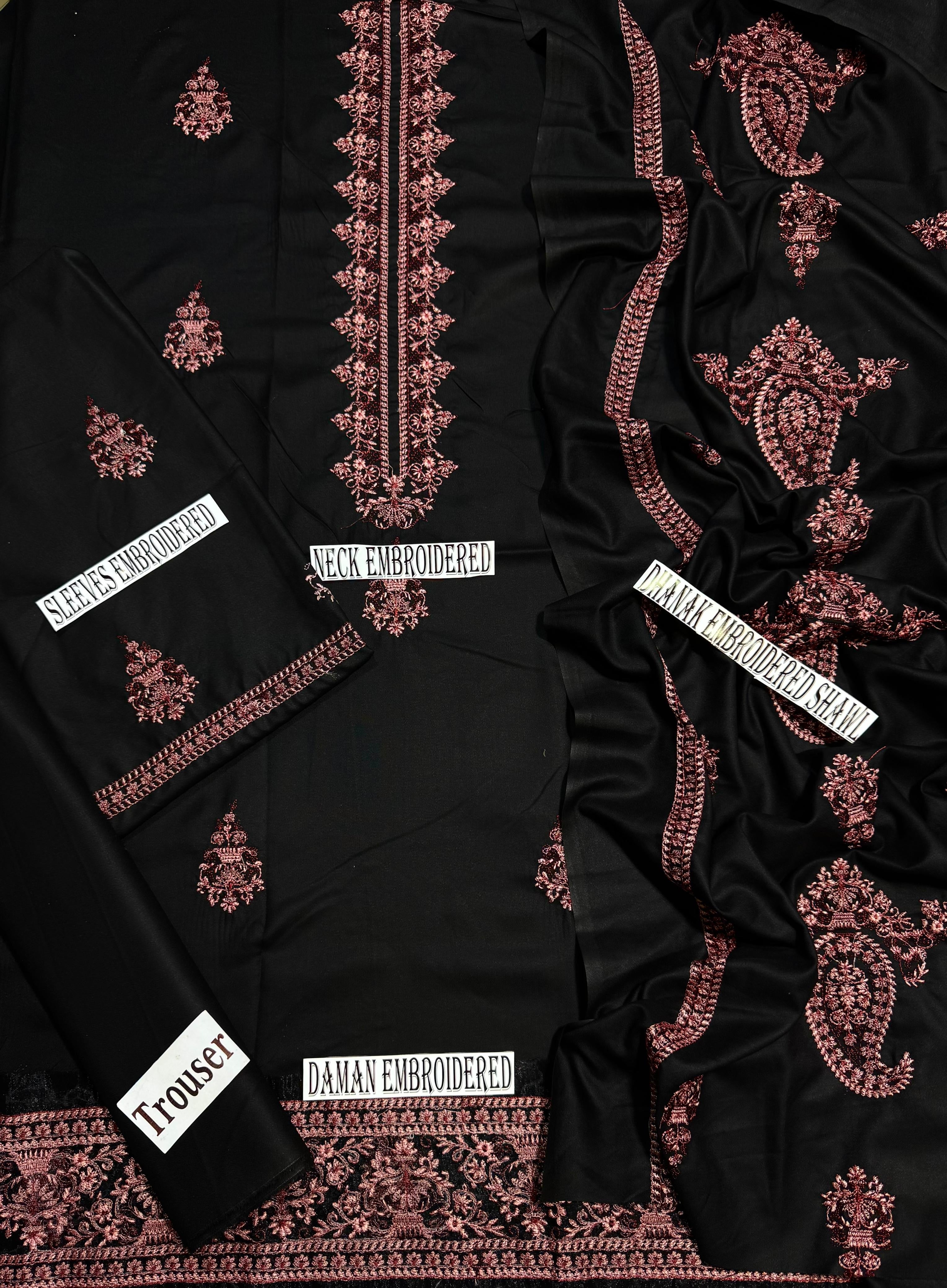 BAREEZE-HEAVY EMBROIDERED DHANAK 3pc