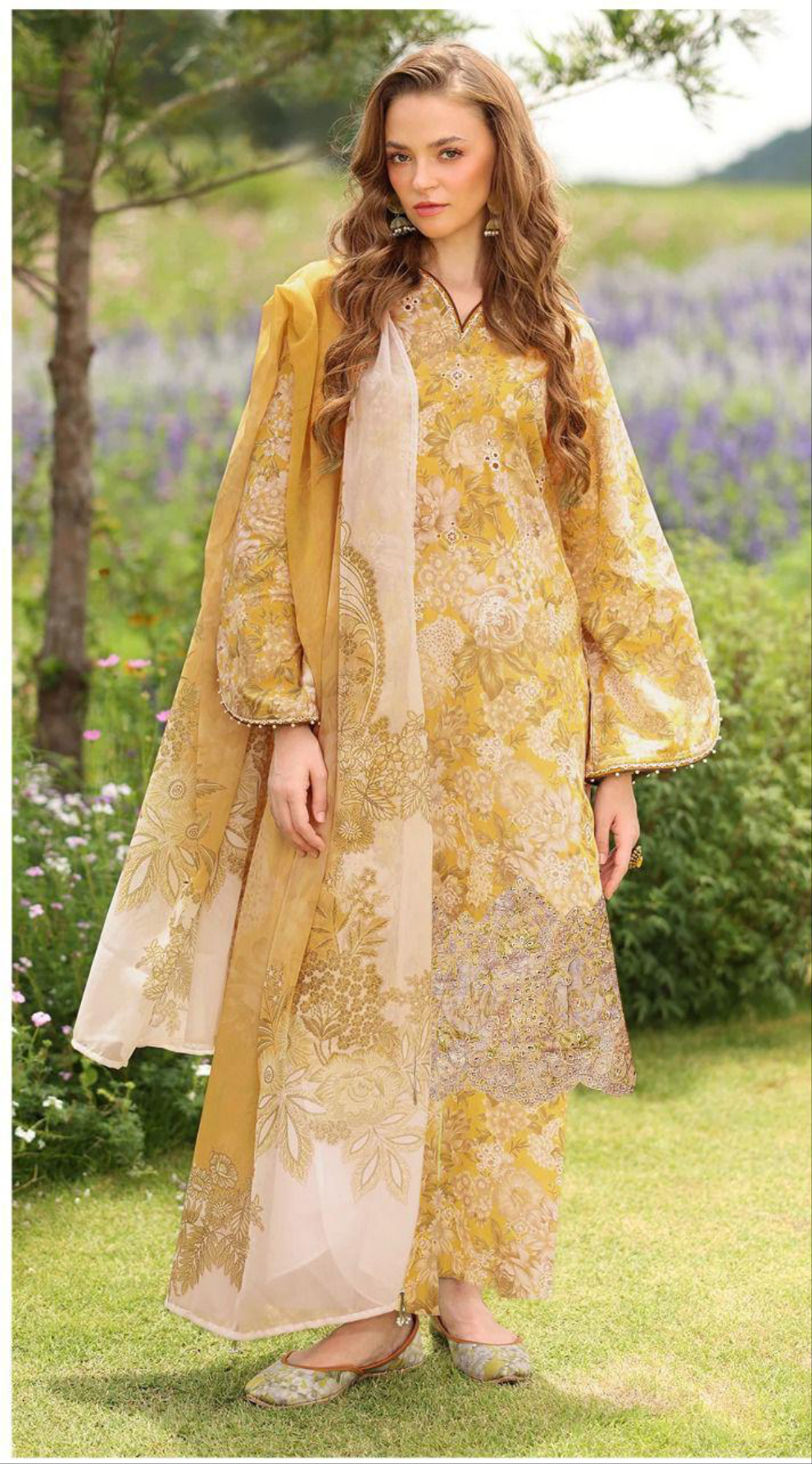 Baroque Daman LaserKari linen 3pc