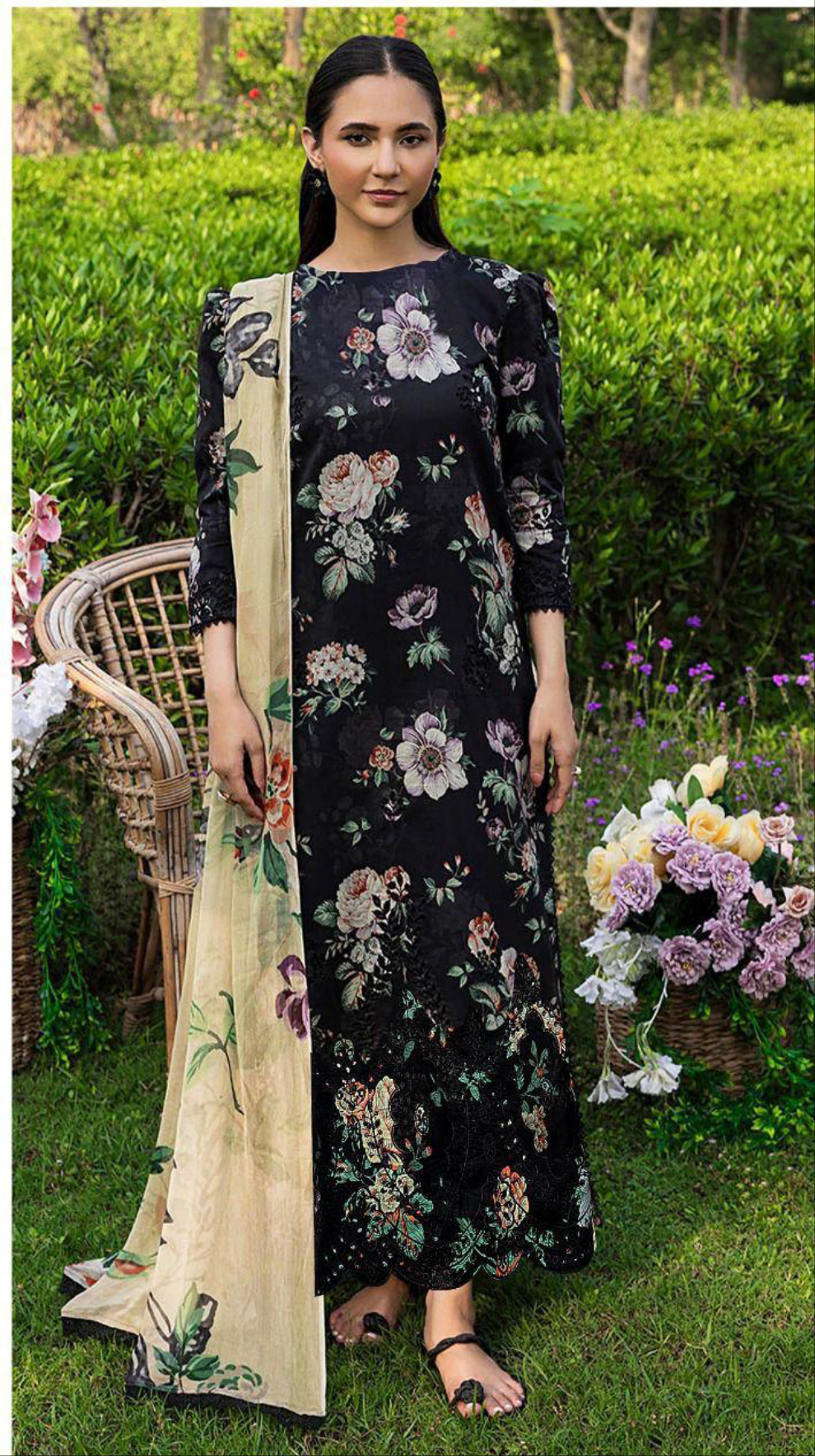 Baroque Daman LaserKari Linen 3pc