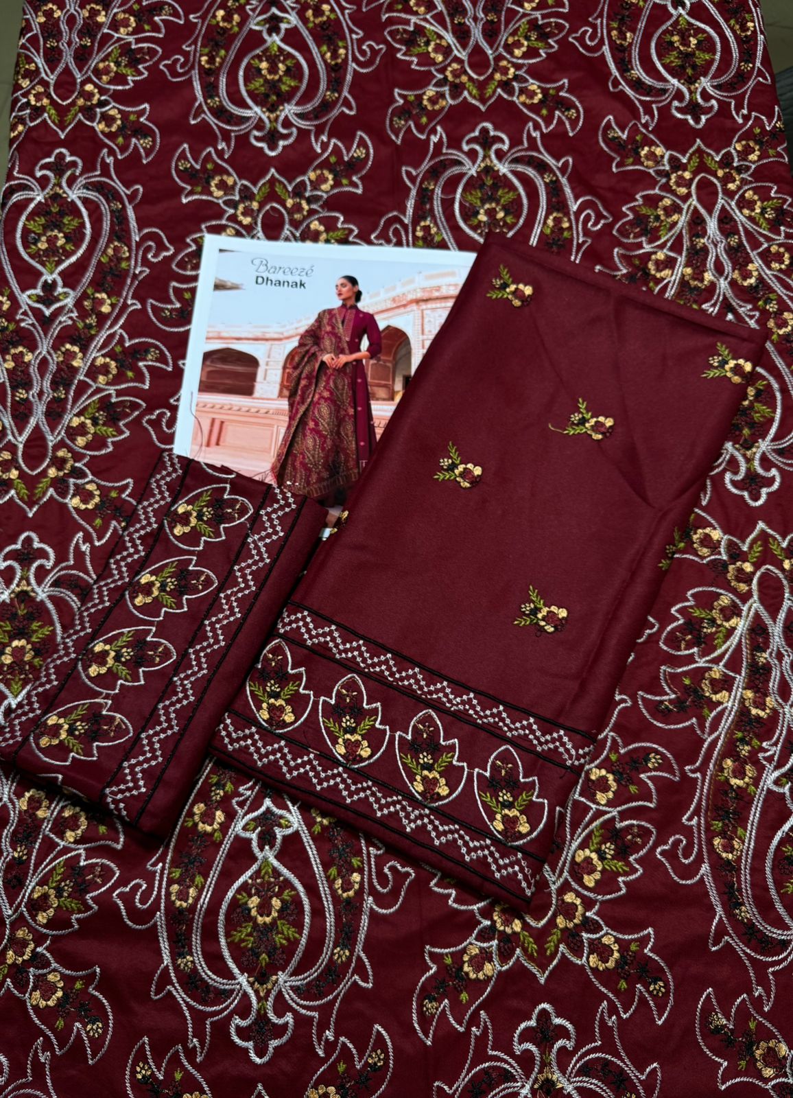 Bareeze Dhanak 3pc with heavy embroidered Dhanak shawl