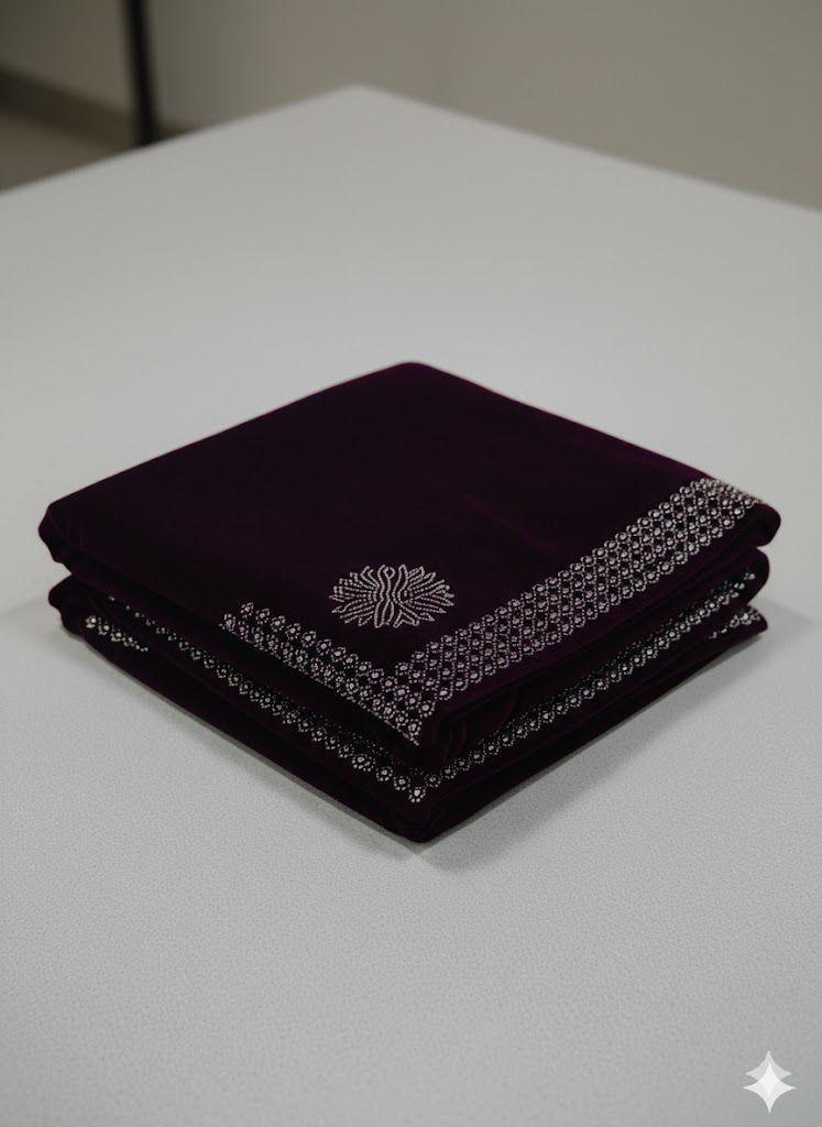 Ladies micro velvet stone work shawl (ZW_400) Purple 🟣