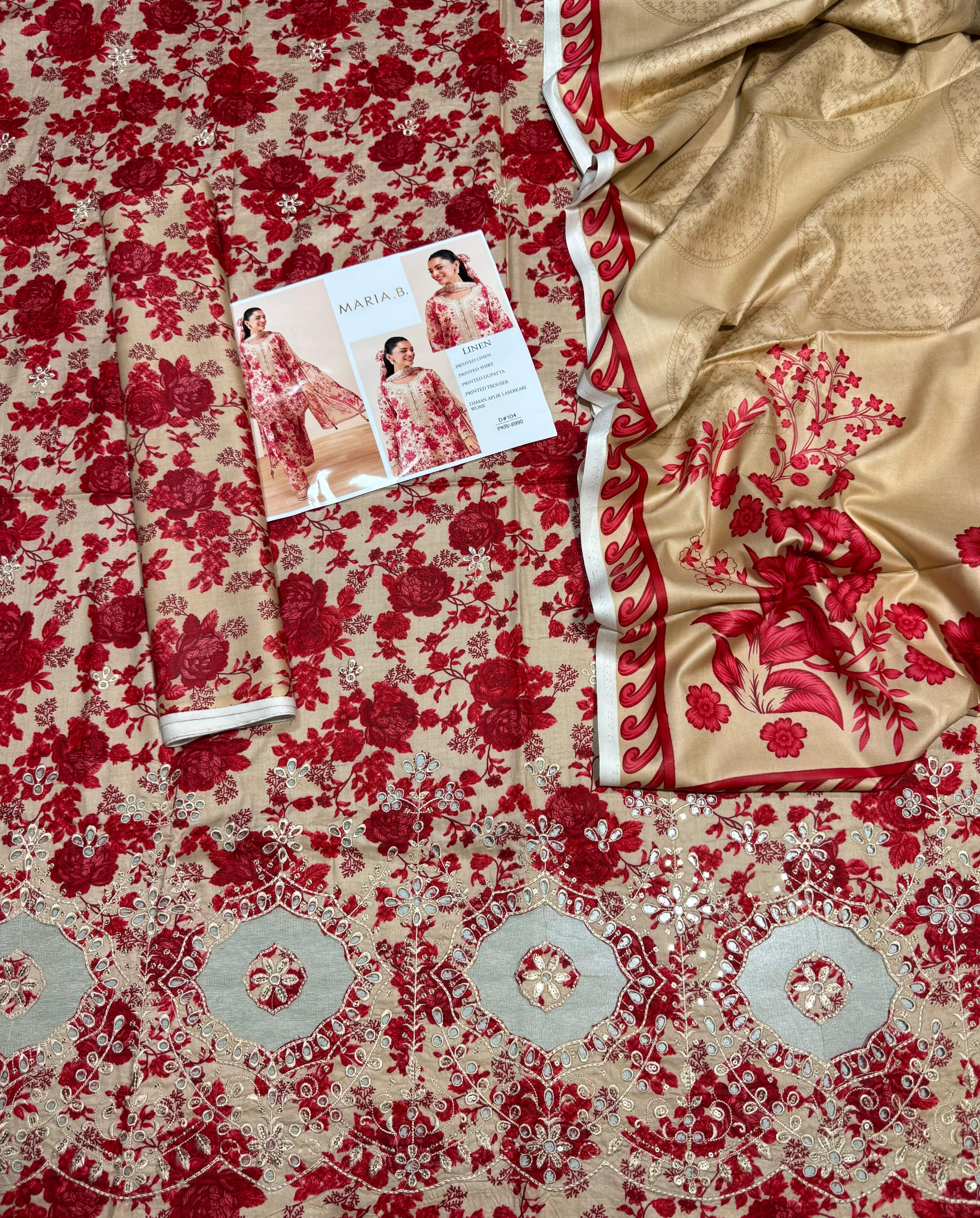 Maria B Daman LaserKari Linen 3pc