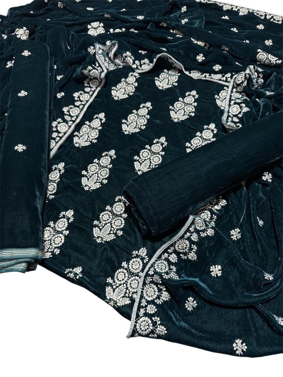 Maria B Embroidered Micro Velvet Unstitched 3pc (Zinc)