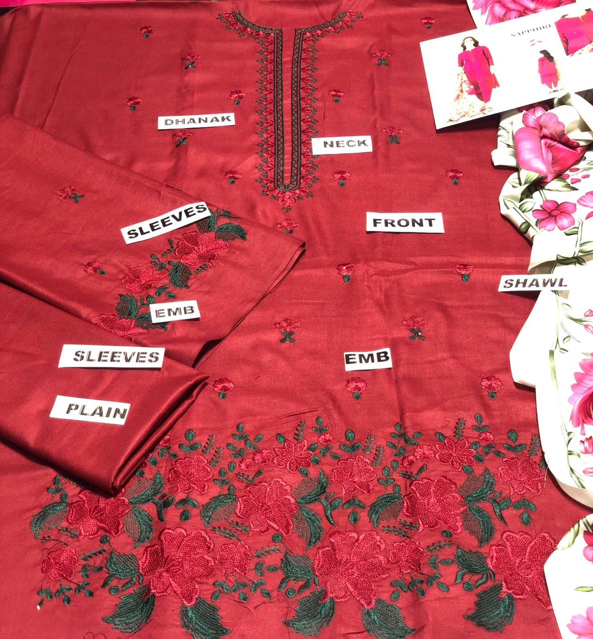 URGE  Dhanak Embroidered 3pc