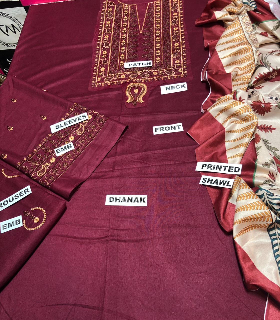 URGE  Dhanak Embroidered 3pc