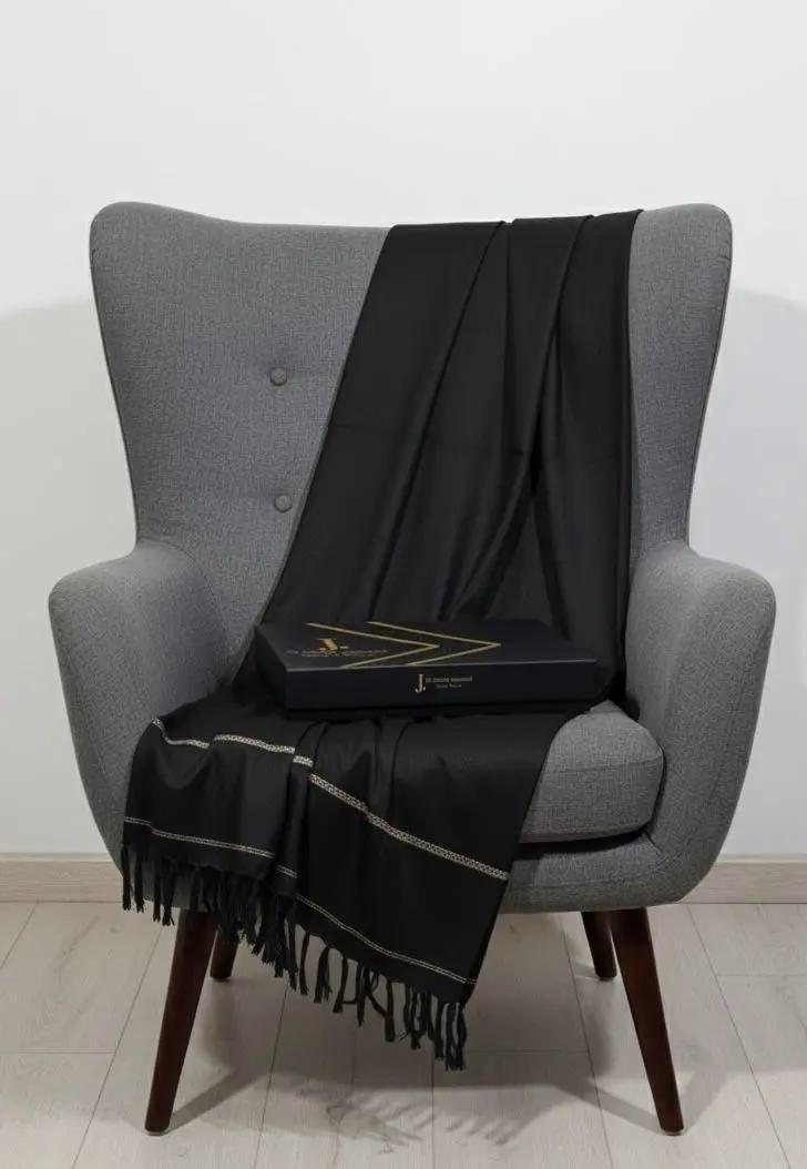Men’s Premium Wool Shawl with Box (Black) ZW-537