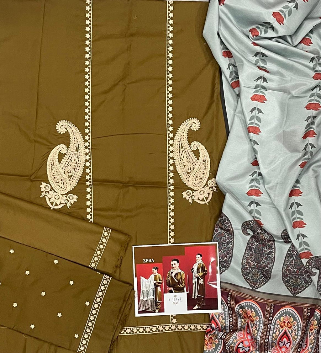 ZEBA By URGE  Dhanak Embroidered 3pc