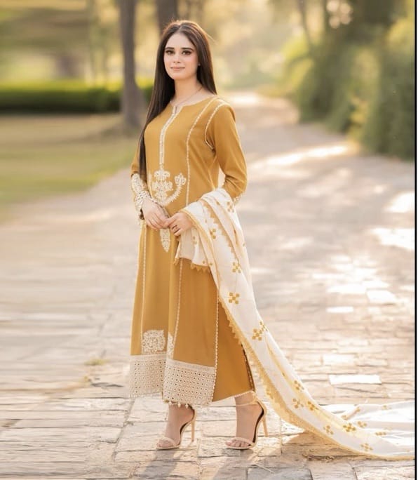 Libaas Embroidered Dhanak Unstitched 3pc with Embroidery Dhanak shawl