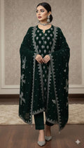 Maria B Embroidered Micro Velvet Unstitched 3pc (Green)