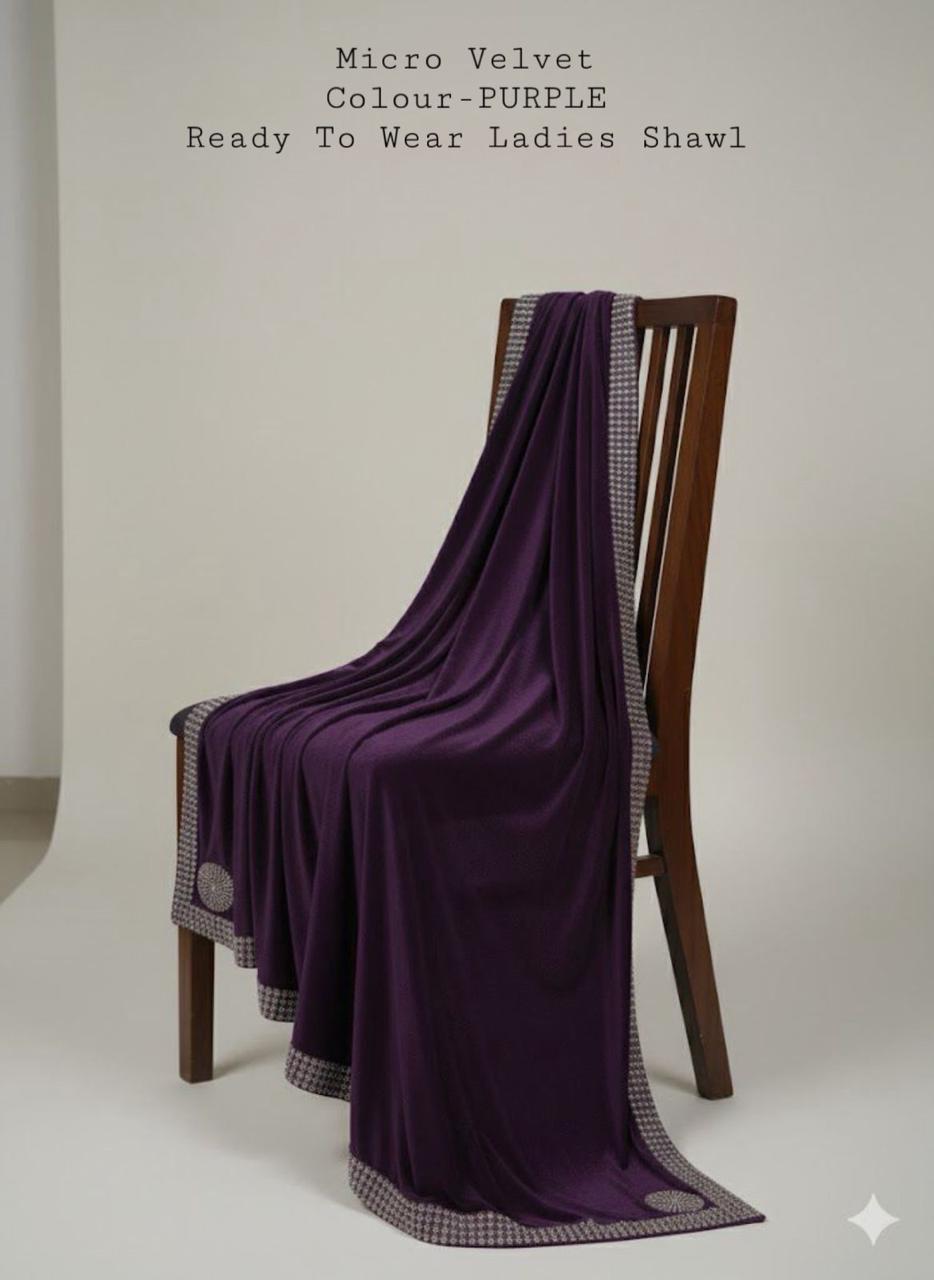Ladies micro velvet stone work shawl (ZW_400) Purple 🟣