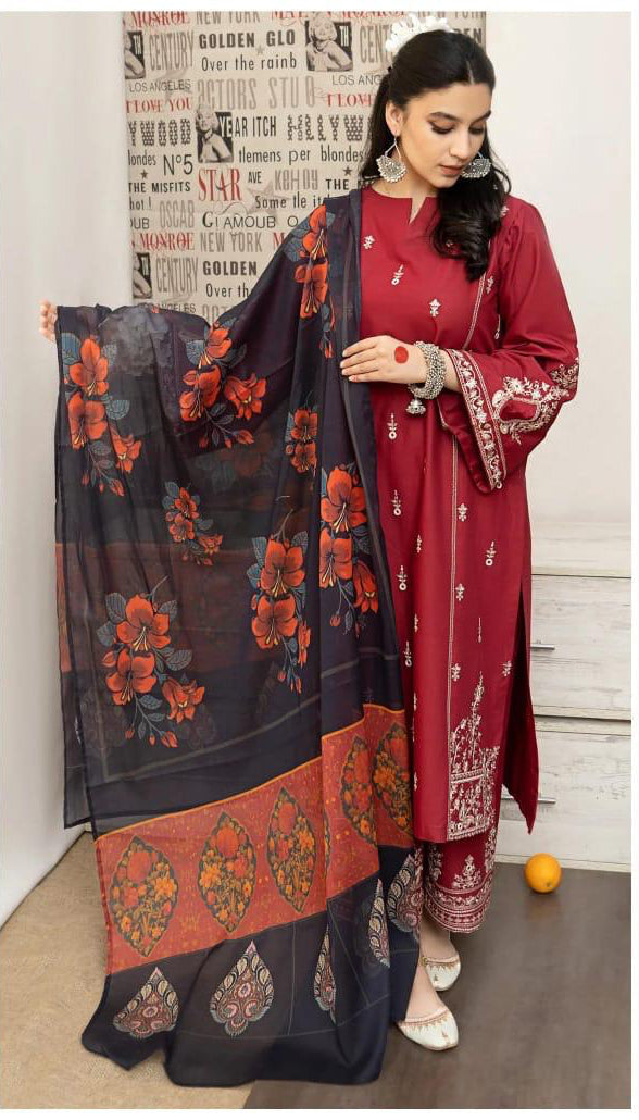 URGE  Dhanak Embroidered 3pc