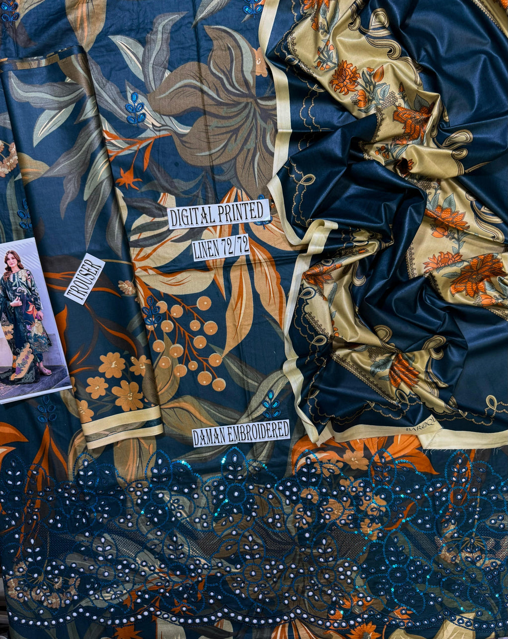 Baroque Daman LaserKari linen 3pc