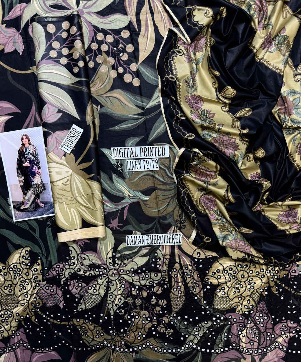 Baroque Daman LaserKari linen 3pc