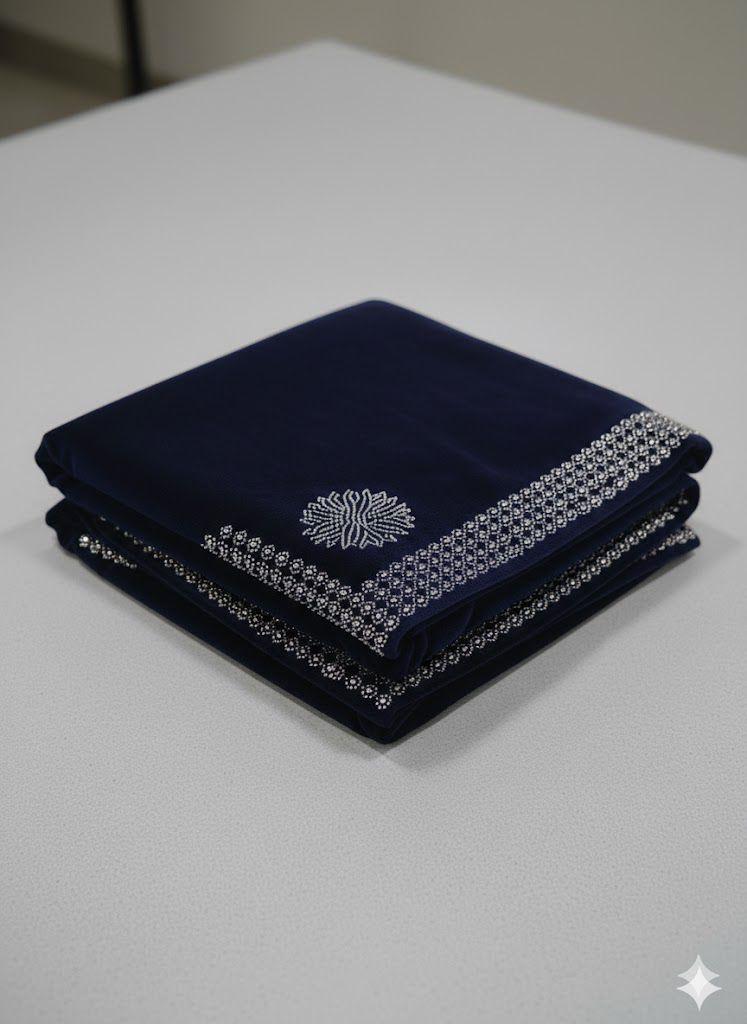 Ladies Micro velvet stone work shawl (blue) 💙