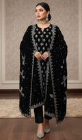 Maria B Embroidered Micro Velvet Unstitched 3pc (Black)