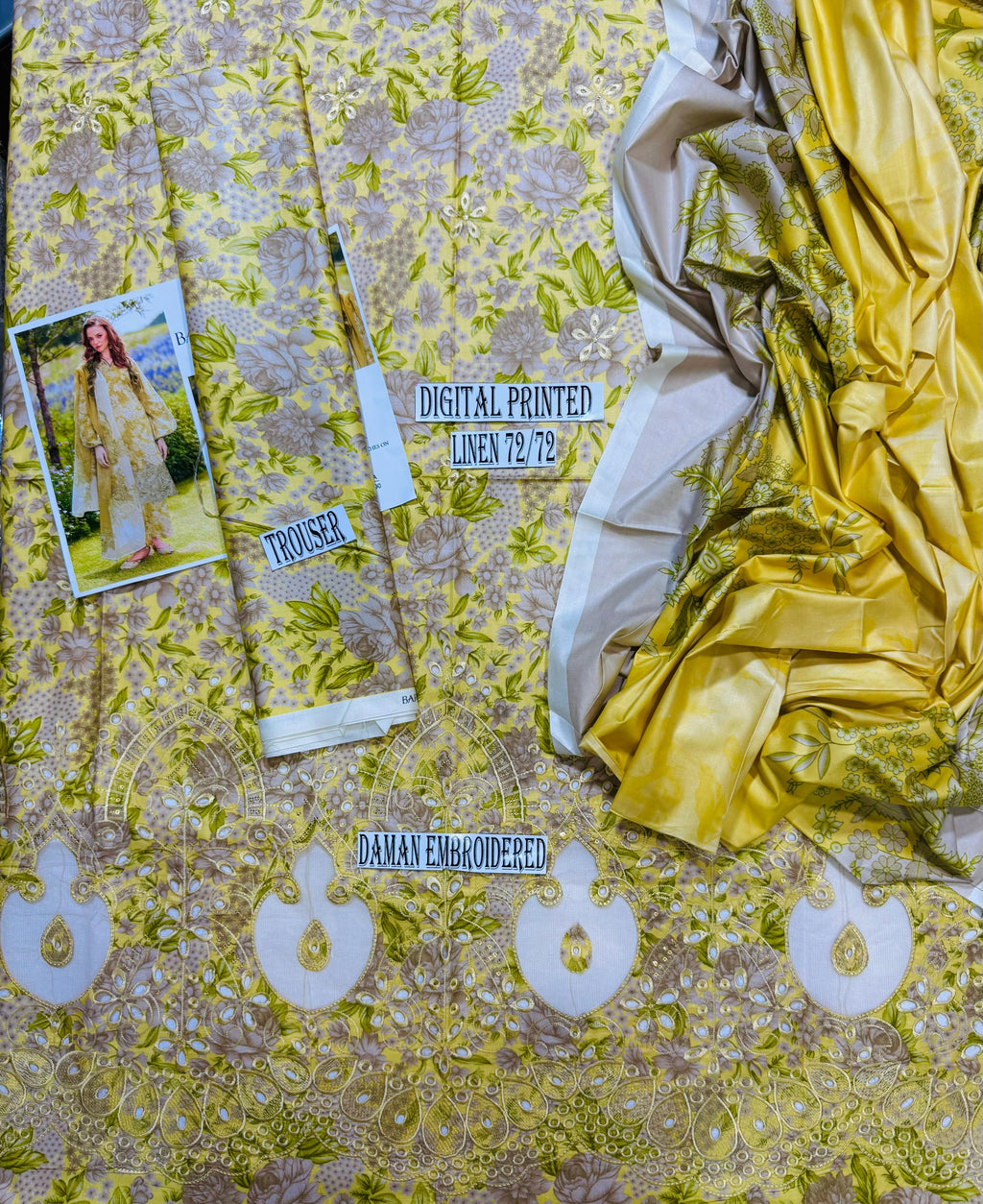 Baroque Daman LaserKari linen 3pc