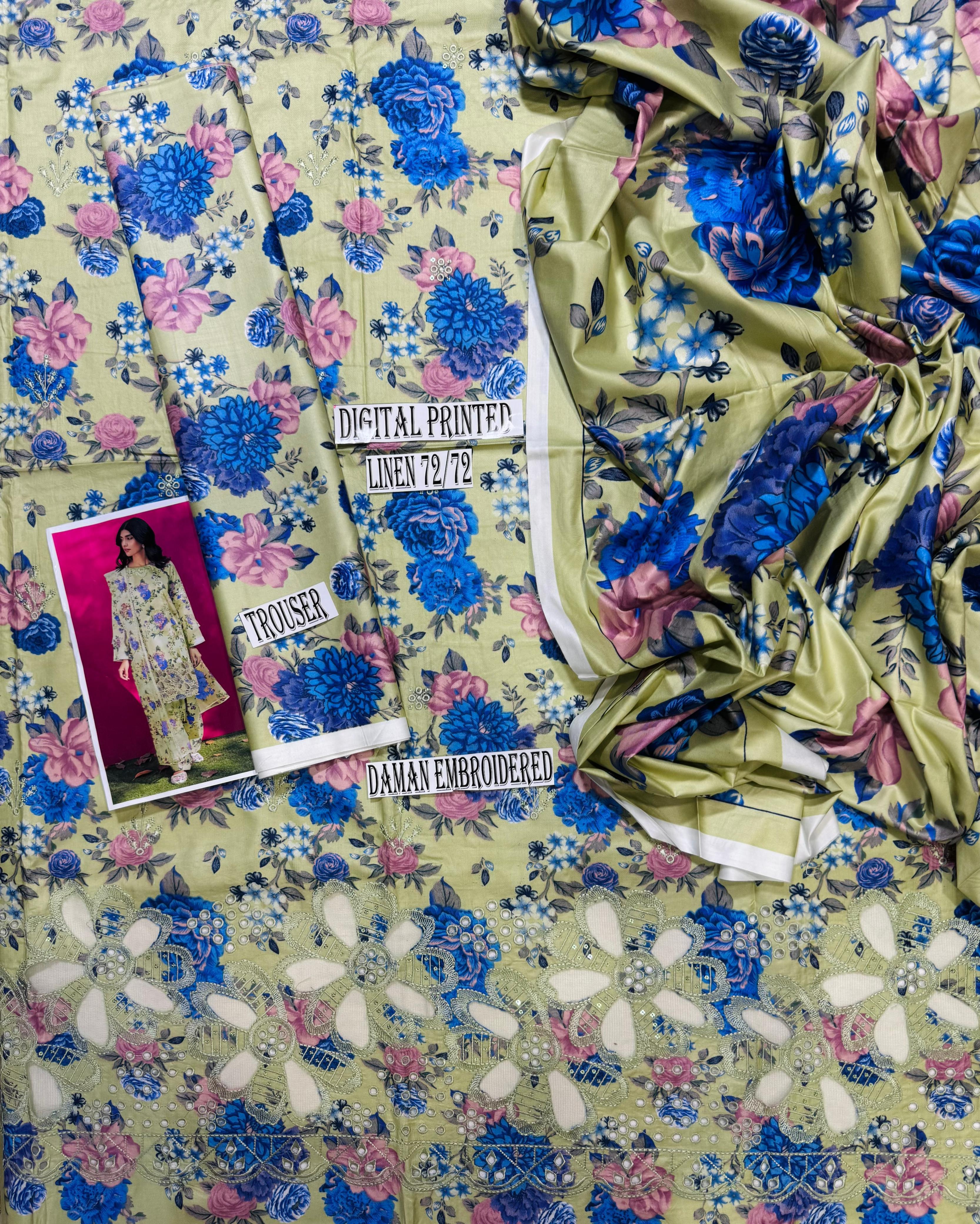 Baroque Daman LaserKari linen 3pc