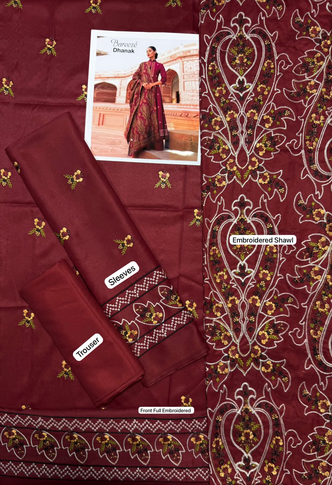 Bareeze Dhanak 3pc with heavy embroidered Dhanak shawl