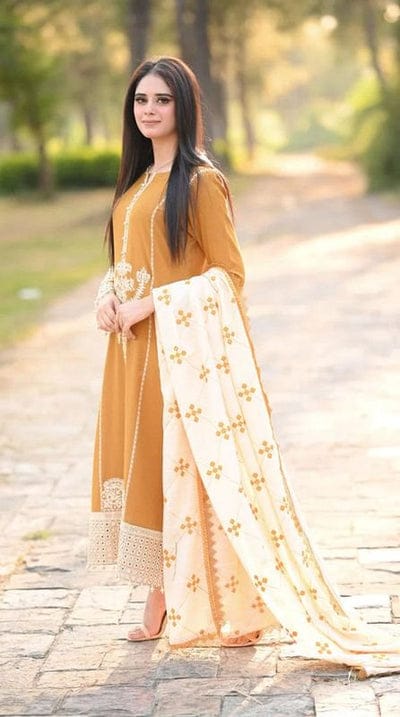 Libaas Embroidered Dhanak Unstitched 3pc with Embroidery Dhanak shawl