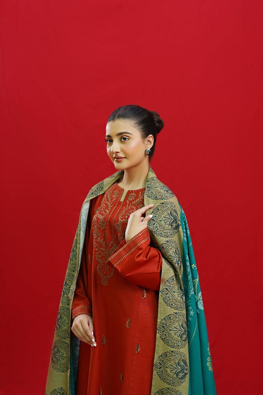 URGE  Dhanak Embroidered 3pc