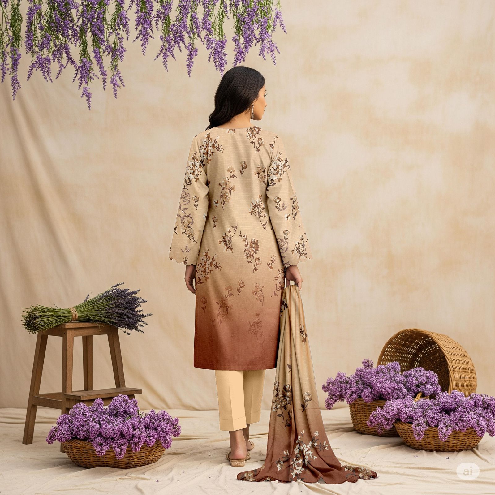 Zimal Collected                 ALLURE
FRONT FULLY Thread & Sequenc EMBROIDERED SHIRT
DAMAN Embroidered
Printed back & Sleeves
Slub Karandi Printed SHAWL
DYED Karandi Trouser